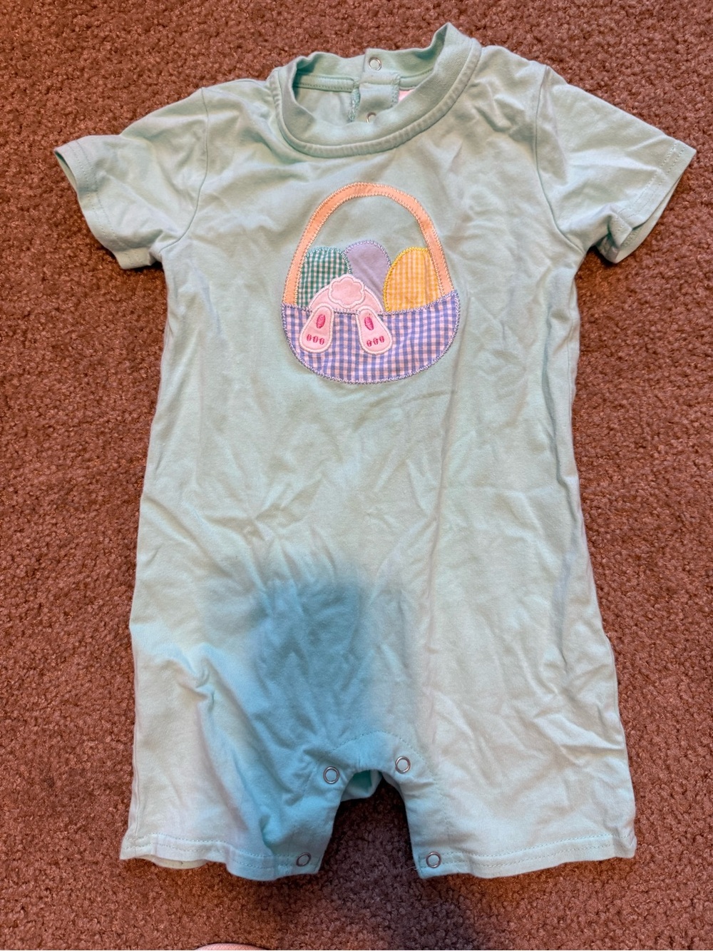 Jelly Beans Romper with Pastel Easter Basket Applique